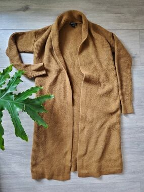 RW&CO Open-Front Cardigan Sweater - Camel Brown